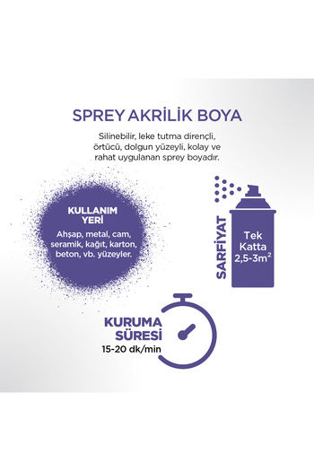 Polisan 4005 Akrilik Sprey Boya Lila Ral-4005 Düz Renk
