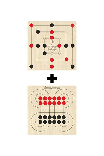Ahtek Wooden Surakarta + 9 Stone Mind, Intelligence, Strategy and Skill Games Set