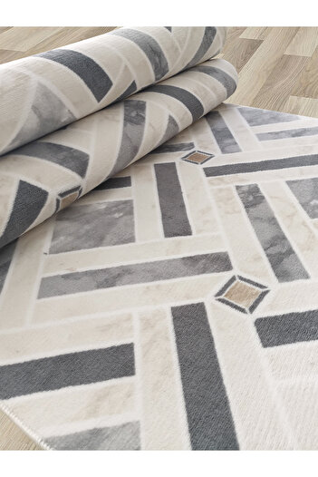 ALgorand Home Washable Non-Slip Base Gray Living Room Carpet Kitchen Carpet Runner