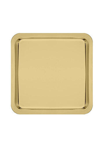 Kitchen Design Lab Paslanmaz Çelik Gold Renk Sunum Tepsisi 21 X21 Cm Çay Kahve Pasta Tatlı Servis Sunum Tepsisi 1 Adet