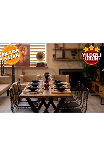 NT Concept Ntconcept Doğal Ahşap Yemek Masası(100cm-210cm-h76cm)-Sadece Masa