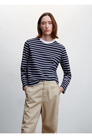 MANGO Woman Tricou cu dungi din bumbac