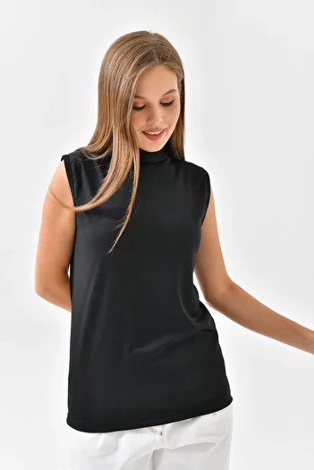 mirach Women's Athlete Black Stand Collar Turtleneck Body Blouse Thermal Underwear Tank Top Zero Sleeve Blouse Women's Athlete