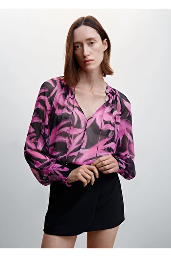 MANGO Woman Patterned Chiffon Blouse