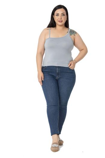 DISENTIS MODEST Plus Size Viscose Gray Body with Asymmetric Straps
