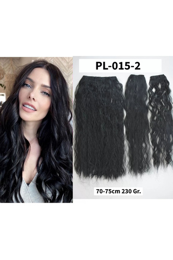 REMY HAİR 3 bucăți păr negru afro ondulat lung pe jumătate de lună - 75 cm. 230 grame. Seria VIP