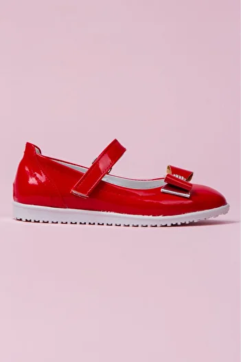 Sare Çocuk Giyim Red Soft Leather School Shoes for Girls