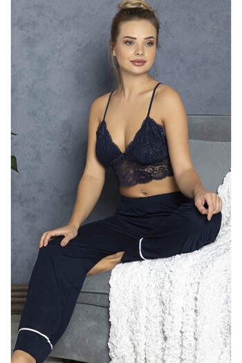 JENİKA Women's Bustier 2-Piece Pajama Set