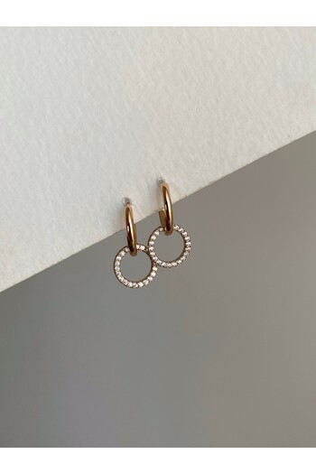 Owentis Steel Rose Gold Jewelled Hoop Earrings - Does not blacken-