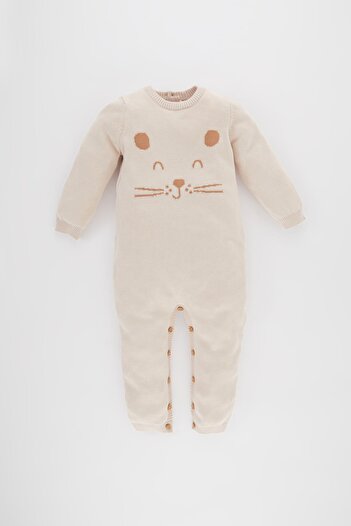 DeFacto Baby Boy Newborn Bear Printed Cotton Jumpsuit