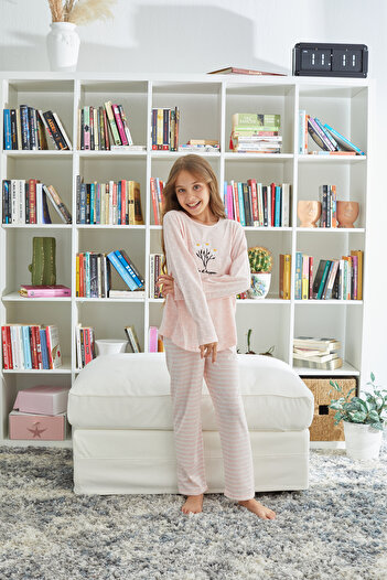 Siyah İnci desenli Örme Pijama Takım
