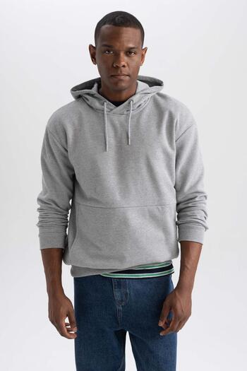DeFacto Boxy Fit Hooded Pique Sweatshirt Y0764az23au