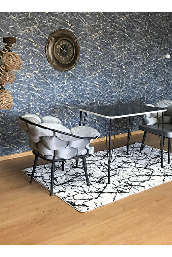 Yirmi15 60x90 Çalışma Masası Metal Ayaklı Siyah Eclipse Beyaz Pvc Mutfak - Balkon - Çalışma Masası