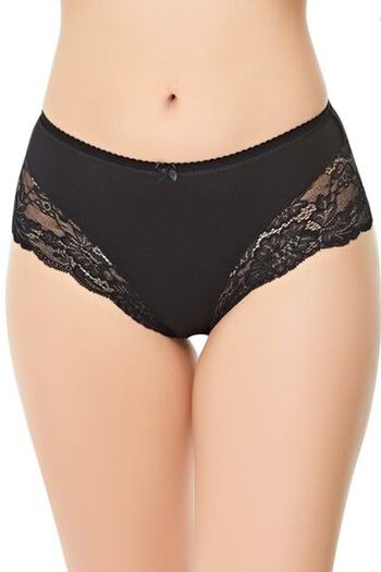 Belinay Women's Black Lace Detailed Modal Panties L 0123