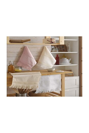 Fiesta Кадифе Боймане Панч Хавлу - 50x90 Mine, 12'lı Paket, Крем