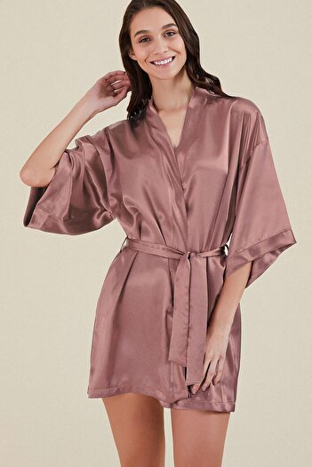 Kom Kimono Collar Long Sleeve Mini Women's Dressing Gown Sofia Dressing Gown