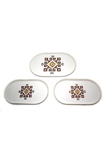 Porland Arabesque Boat Plate Presentation Set of 3