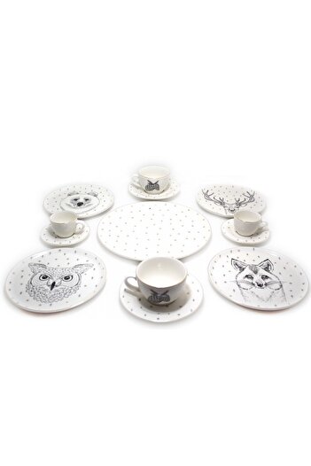 Porland Forest 4-Person Tea Cup Mixed Presentation Set 13 Pieces