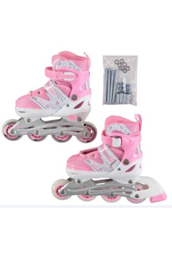 Can Toys Can Roller Skates Girls Single Row / Double Row Pink Adjustable Lighted Roller Skates