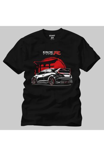 Crazy Ανδρικό μαύρο μπλουζάκι Honda Civic με στάμπα