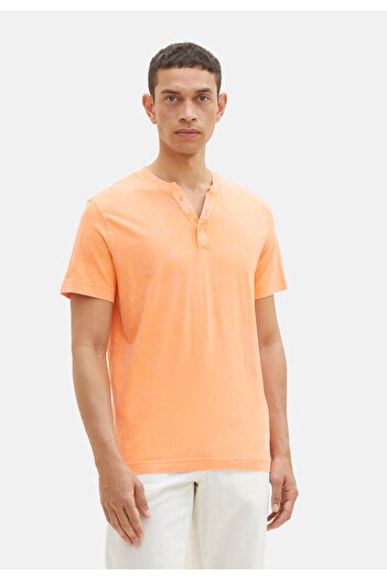 Tom Tailor T-Shirt Kurzarmshirt mit Henley-Ausschnitt und ausgewaschener Optik