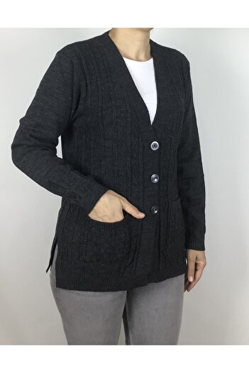ECE GİYİM BUTTONED FRONT POCKET WOOL SHORT MOTHER CARDIGAN