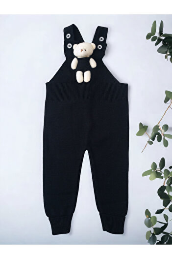 gogo bici Teddy Bear Buttoned Baby Kids Knitwear Leggings Salopet
