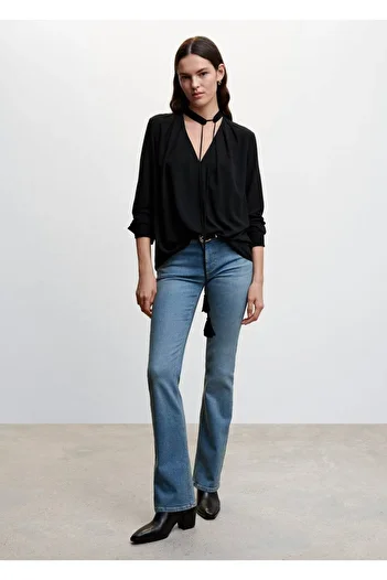 MANGO Woman Tie Collar Blouse