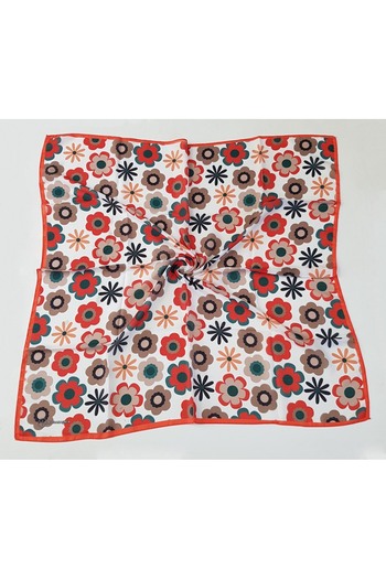 Modakaşmir Daisy Patterned Soft Cotton Scarf Orange