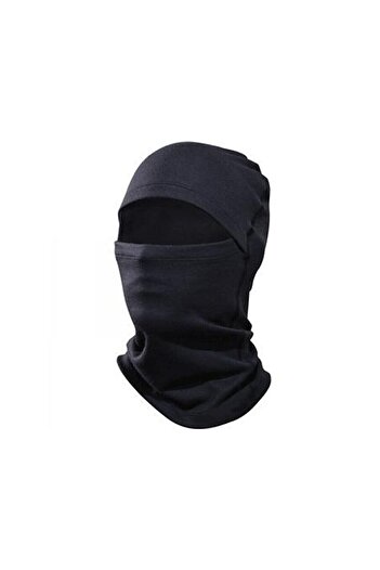 Mrey Men's Black Thermal Winter Fleece Cut-Finger Half Gloves Snow Mask Beanie Neck Collar Set of 4 Suit