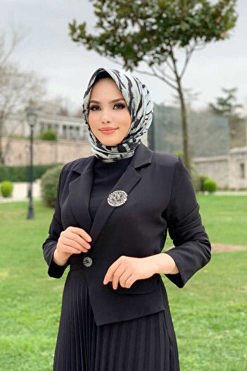 Bym Fashion Ceket Görünümlü Eteği Piliseli Elbise 3700 Siyah