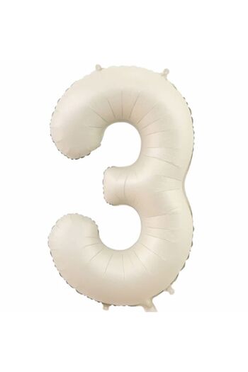 Parti Station 3 Number Foil Balloon Cream Color Number Balloon Age Balloon 76 Cm Number Balloon Flying Balloon Helium Balloon