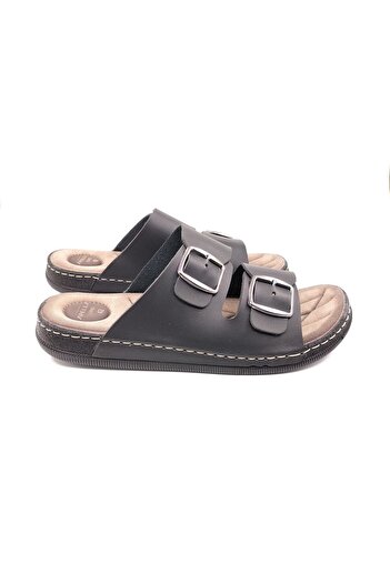 Apella Lord Double Buckle Black Men's Slippers