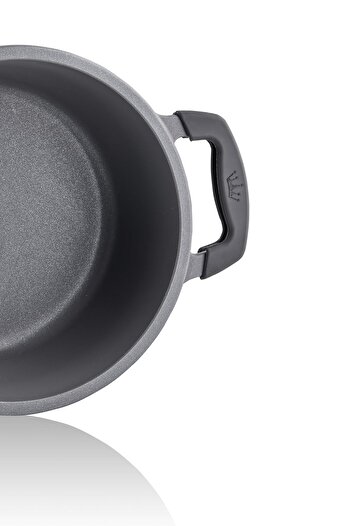 Taç Bella Glass Lid Cast Deep Pot 24 Cm Gray