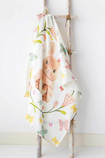 Nilue Rabbie Muslin Blanket - 100% Organic Muslin Cotton
