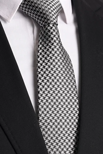 Esgue Hand Made 7.5 cm Black and White Patterned Tie