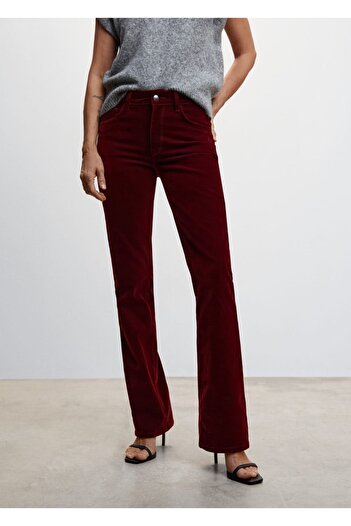 MANGO Woman Mid Waist Velvet Skinny Jean Trousers