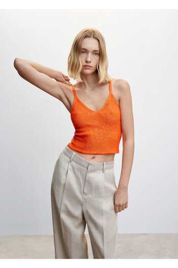 MANGO Woman Sequin Detailed Knitwear Blouse