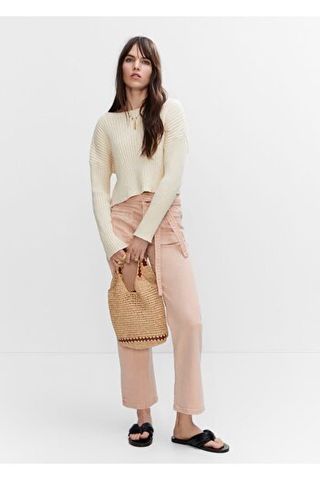MANGO Woman Straight Cut Jeans with Tie Detail