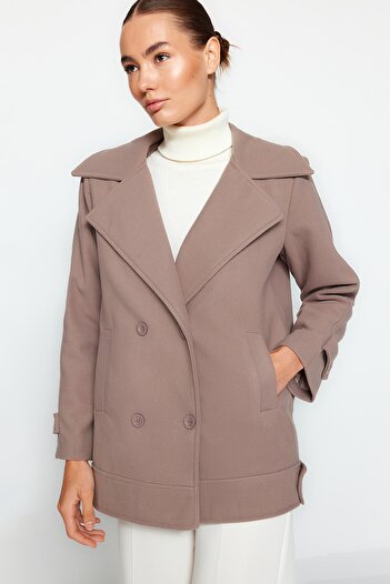 Trendyol Collection Mink Oversize Wide Cut Stamp Coat TWOAW24KB00148