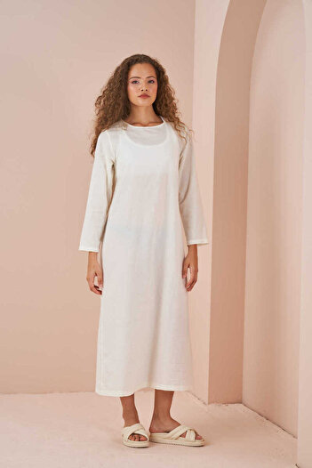 Mevra Ecru Cotton Voile Lining - Μακρυμάνικη επένδυση