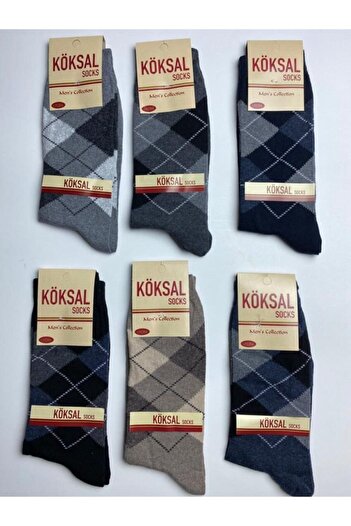 KÖKSAL Diamond Patterned Socks 6 Pairs