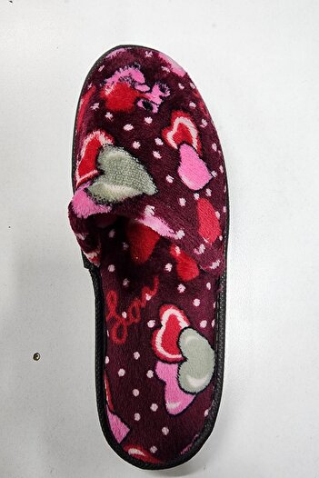 Nstil Casual Women's Burgundy Closed Front Washable Pouf Stitched Winter Dowry Guest House Slippers 253