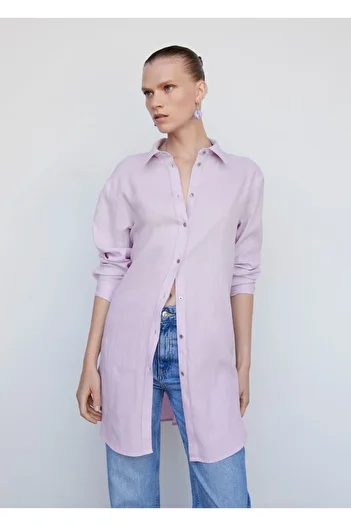MANGO Woman Oversize Linen Shirt
