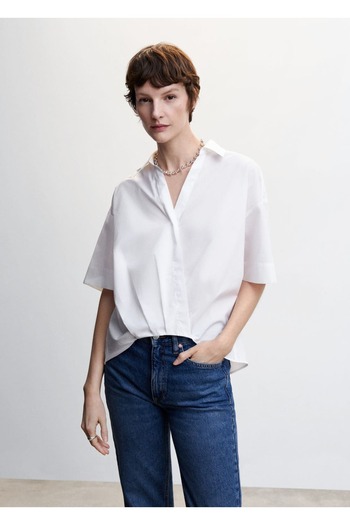 MANGO Woman Cotton Cross Shirt