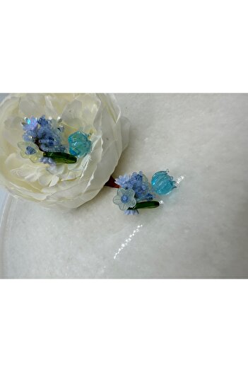 MFM STORE BLUE FLOWER MODEL GIFT EARRING