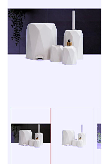 LeesHome 4-Piece White Bathroom Set Plastic 5 Lt Trash Can Toilet Brush Sink Set 4-Piece