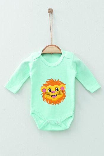 ADABEBEK 100% Cotton Organic Cute Lion Long Sleeve Bodysuit Baby Bodysuit