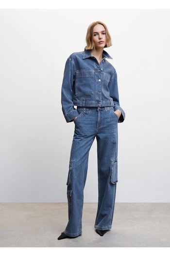 MANGO Woman Jean cargo cu mai multe buzunare