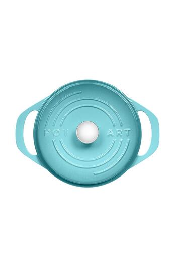 Pot Art Nikko Blue Functional 28 cm Deep Cast Pot with Lid